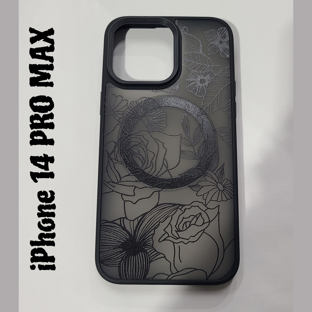 iPhone 14 Pro Max Black Floral MagSafe Case